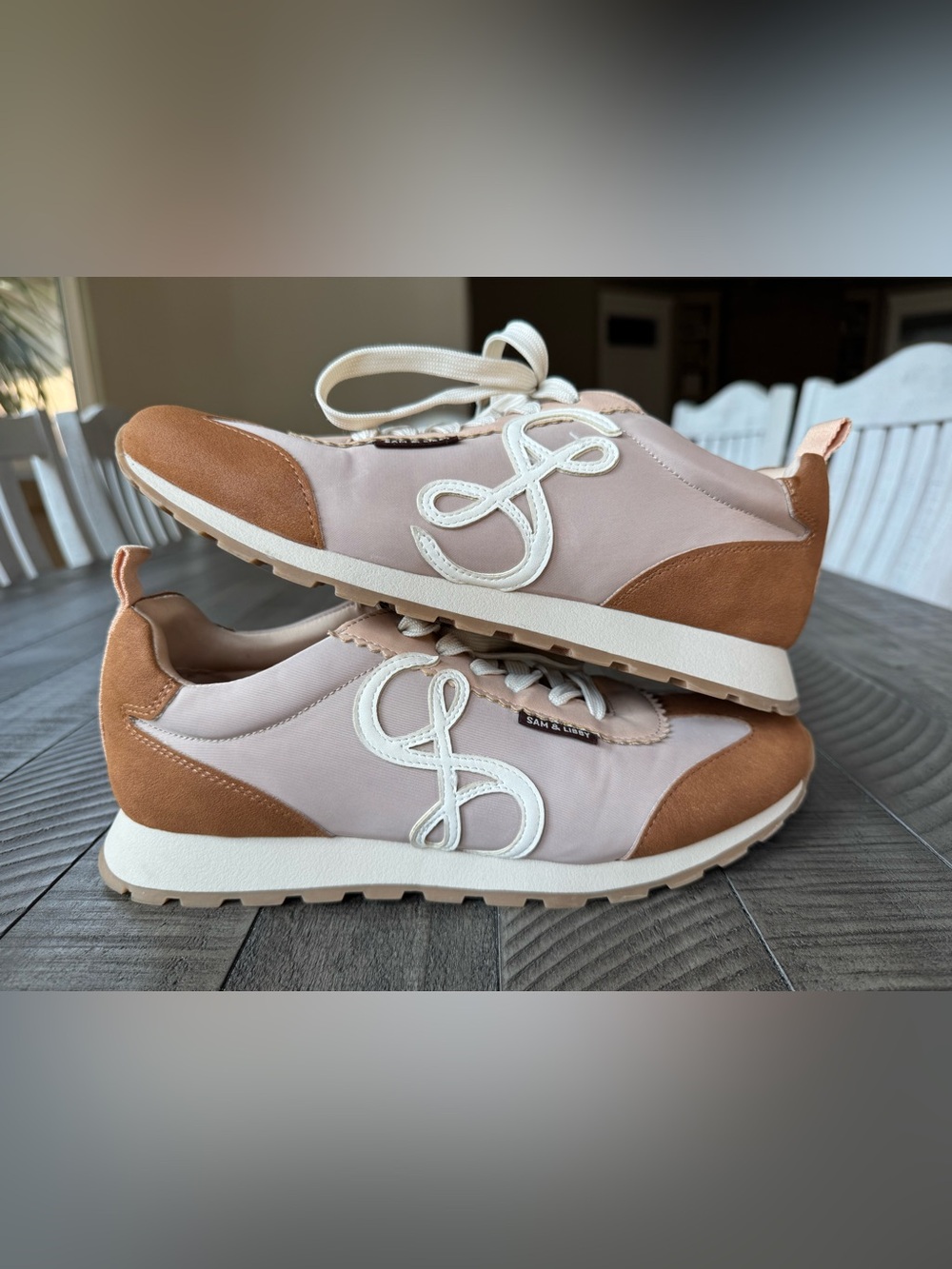 Sam & Libby Rowan Soft Sesame Toasted Retro Sneakers Women’s Size 8.5